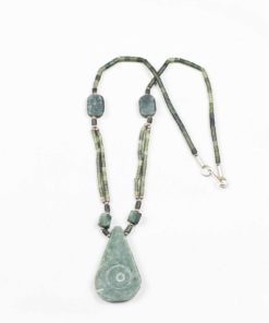 Emerald unpolished stone and string necklace