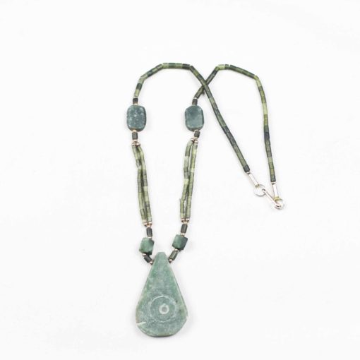 Emerald unpolished stone and string necklace