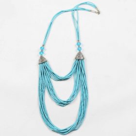 Heated Turquoise stone multiple strings necklace